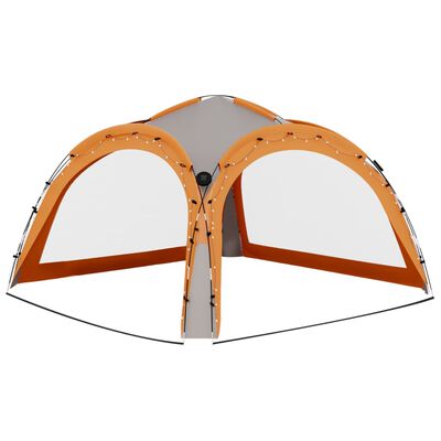 vidaXL Vrtni šotor LED s 4 stranicami 3,6x3,6x2,3 m siv in oranžen