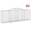 vidaXL Obokana gabionska ko&scaron;ara 3kos 300x50x100/120cm pocinkano železo