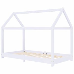 vidaXL Otro&scaron;ki posteljni okvir bel iz trdne borovine 80x160 cm