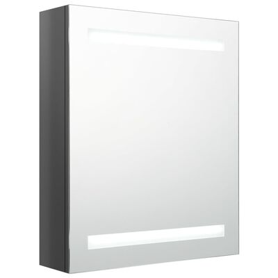 vidaXL LED kopalniška omarica z ogledalom sijoče siva 50x14x60 cm
