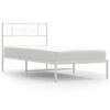 vidaXL Kovinski posteljni okvir z vzglavjem bel 100x200 cm