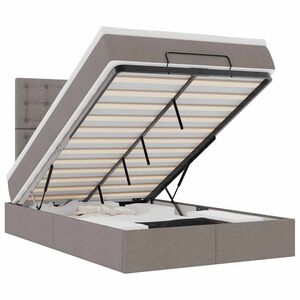 vidaXL Otomanska postelja z vzmetnico & LEDs taupe 120x190 cm blago