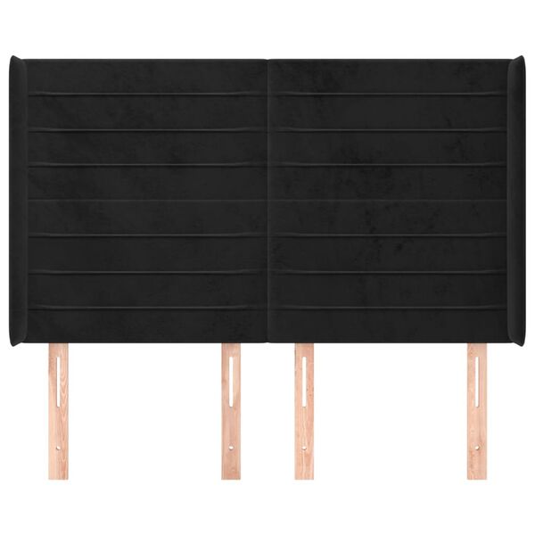 vidaXL Vzglavje z ušesi črno 147x16x118/128 cm žamet