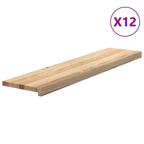 vidaXL Podloge za stopnice 12 kosov 110x25x2 cm trdna hrastovina