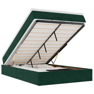 vidaXL Otomanska postelja z vzmetnico temno zelena 120x190 cm žamet
