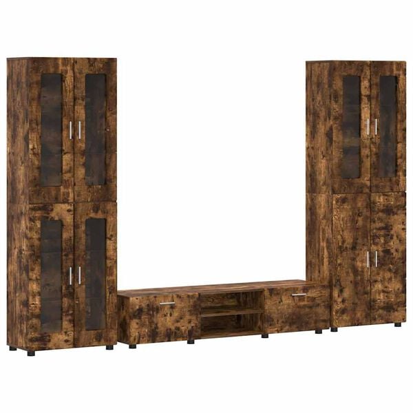 vidaXL Komplet TV omaric s polico FLORIN Dimljeni oreh Konstruiran les