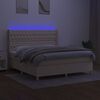 vidaXL Box spring postelja z vzmetnico LED krem 180x200 cm blago