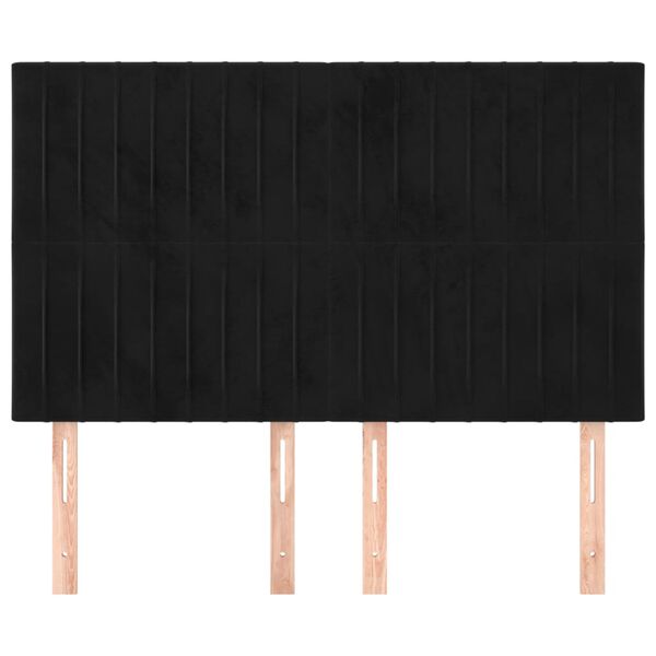 vidaXL Vzglavje postelje črno 144x5x118/128 cm žametno