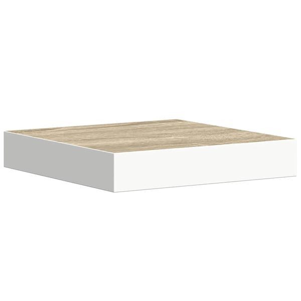 vidaXL Stenska polica barva hrasta in bela 23x23,5x3,8 cm MDF
