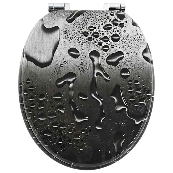 vidaXL Toaletni pokrov s tiho zaporo Siva 44 x 38 cm MDF plo&scaron;ča