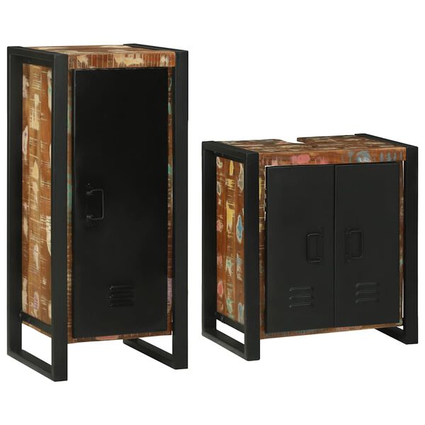 vidaXL Komplet pohištva za kopalnico 2 pcs Trden recikliran les