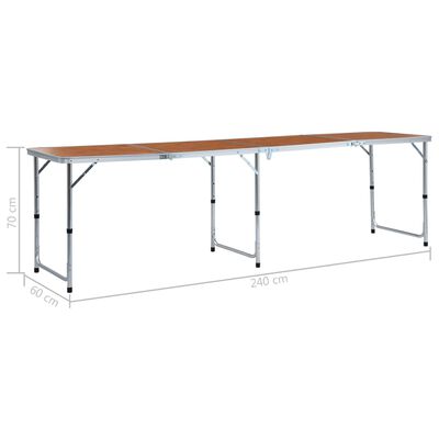 vidaXL Zložljiva miza za kampiranje iz aluminija 240x60 cm