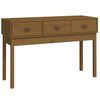 vidaXL Konzolna mizica medeno rjava 114x40x75 cm trdna borovina
