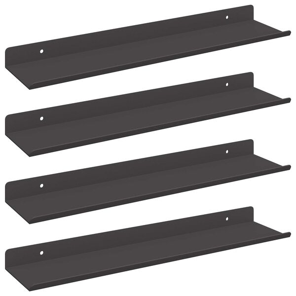 vidaXL Ležeča polica 4 pcs Črna 40 x 9 x 2,5 cm Jeklo
