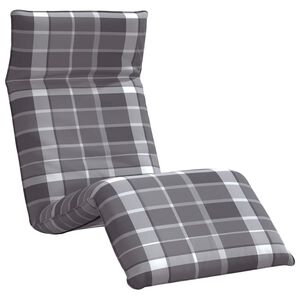vidaXL Zložljiv ležalnik siv karo vzorec 175x54x8,5 cm oksfordsko blago