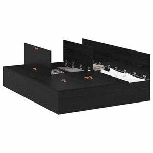 vidaXL Postelja z dodatnim prostorom za shranjevanje Črna Orehovina