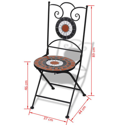 vidaXL Zložljivi bistro stoli 2 kosa keramika terakota in bele barve