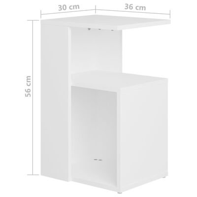 vidaXL Stranska mizica bela 36x30x56 cm iverna plošča