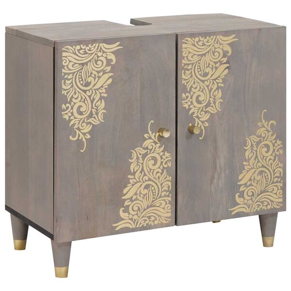 vidaXL Komplet omaric za kopalnico 5 pcs Siva Masiven les manga