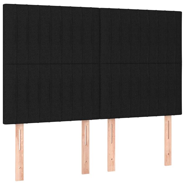 vidaXL LED posteljno vzglavje črno 144x5x118/128 cm blago