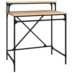 vidaXL Pisalna miza sonoma hrast 80x50x90 cm inženirski les in železo
