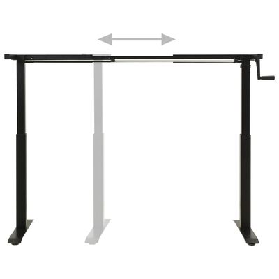 vidaXL Okvir za stoječo mizo z ročno nastavljivo višino z ročico črn