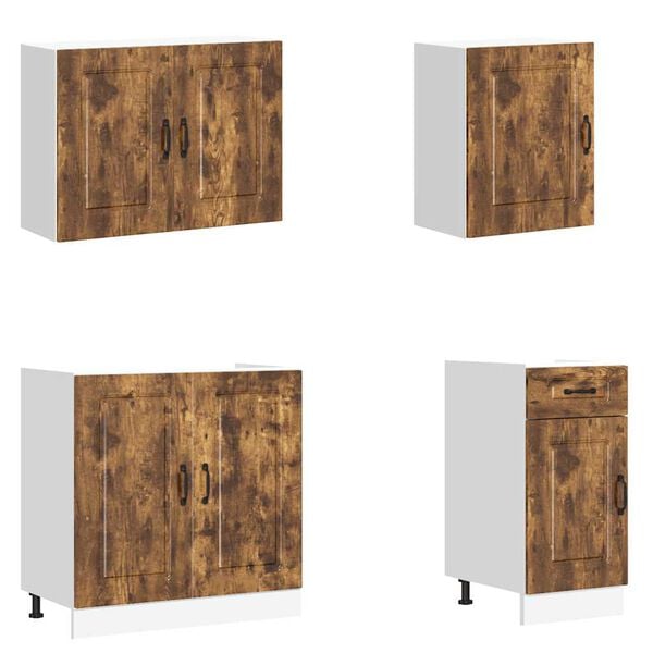 vidaXL 7 kosov kuhinjska omarica Kalmar dimljen hrast inženirski les