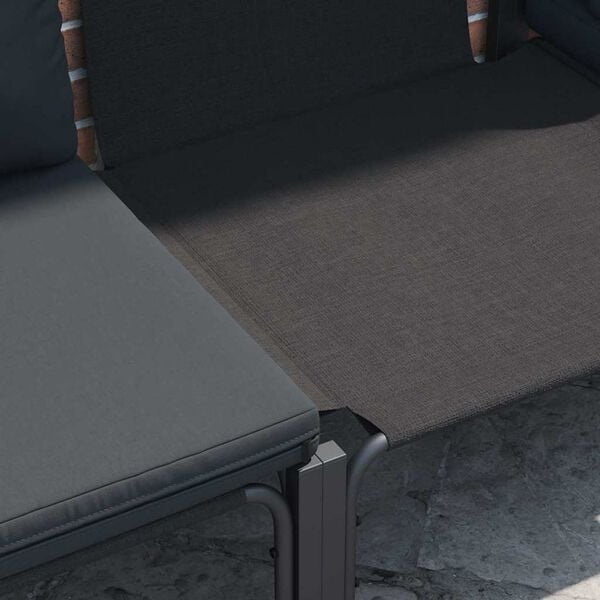 vidaXL Vrtna sedežna garnitura z blazino 13 pcs Črna Jeklo