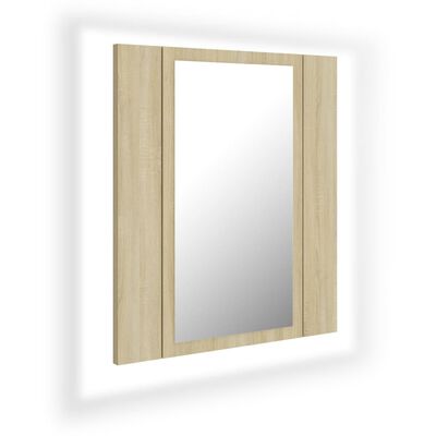 vidaXL LED kopalniška omarica z ogledalom sonoma hrast 40x12x45 akril