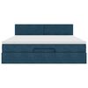 vidaXL Otomanska postelja z vzmetnico Temno modra 160x200 cm Žamet