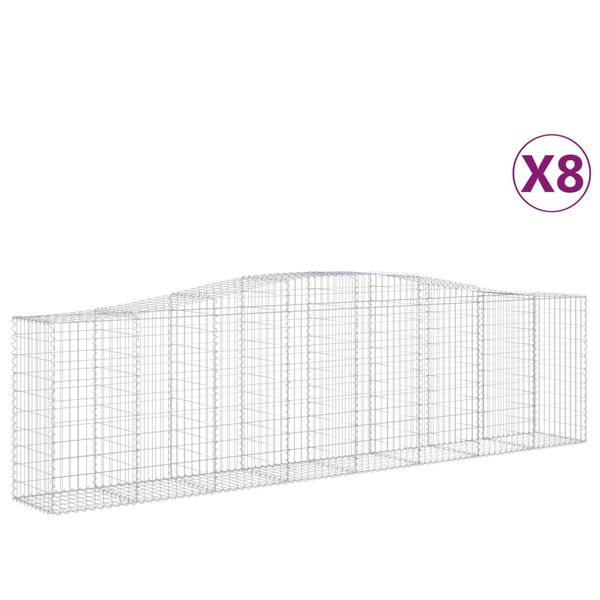 vidaXL Obokane gabion košare 8 kosi 400x50x100/120cm pocinkano železo
