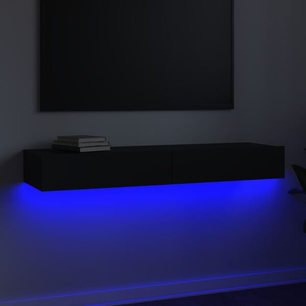 vidaXL TV omarica z LED lučkami črna 120x35x15,5 cm