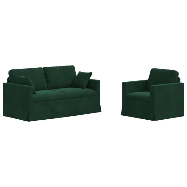 vidaXL Kavč 2 pcs Temno zelena 158 x 78 x 80 cm Žamet