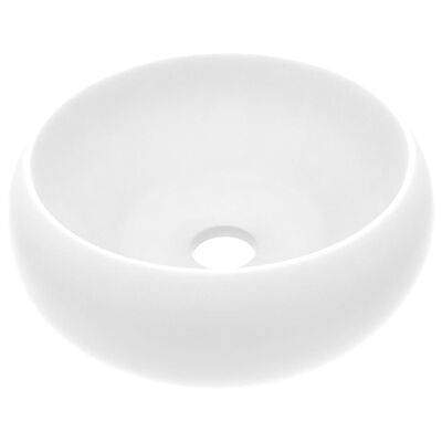vidaXL Razkošen umivalnik okrogel mat bel 40x15 cm keramičen
