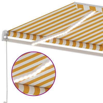 vidaXL Ročno zložljiva tenda z LED lučmi 300x250 cm rumena in bela