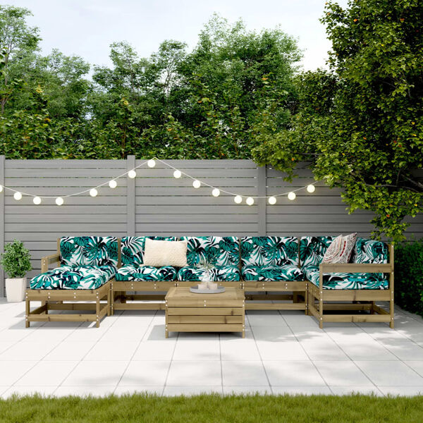 vidaXL Vrtna sedežna garnitura 8-delna impregnirana borovina