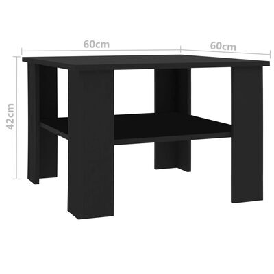 vidaXL Klubska mizica črna 60x60x42 cm iverna plošča