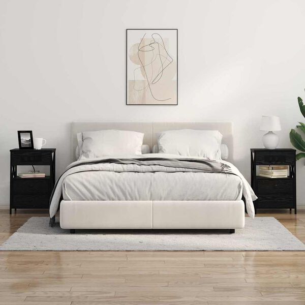 vidaXL Nočna omarica Črna Orehovina 40 x 31 x 60 cm Konstruiran les