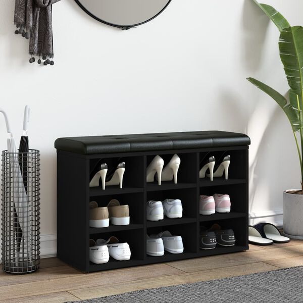 vidaXL Klop za čevlje črna 82x32x50 cm inženirski les