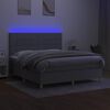 vidaXL Box spring postelja z vzmetnico LED sv. siva 180x200 cm blago