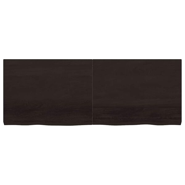 vidaXL Stenska polica temno rjava 160x60x(2-6) cm trdna hrastovina