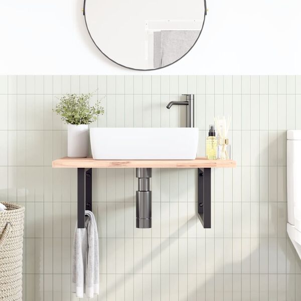 vidaXL Nosilci polic za umivalnik 2 kosa črni pravokotni jeklo