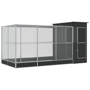 vidaXL Ptičja voliera s podalj&scaron;kom srebrna 416x203x216 cm jeklo