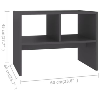 vidaXL Stranska mizica siva 60x40x45 cm iverna plošča