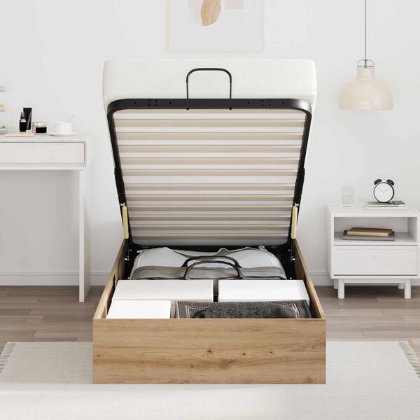 vidaXL Ottomanska postelja s shranjevanjem Obrtni Hrast 100 x 200 cm
