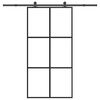 vidaXL Drsna vrata z opremo ESG steklo in aluminij 102x205 cm