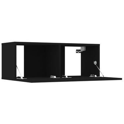 vidaXL Komplet TV omaric 7-delni črn inženirski les