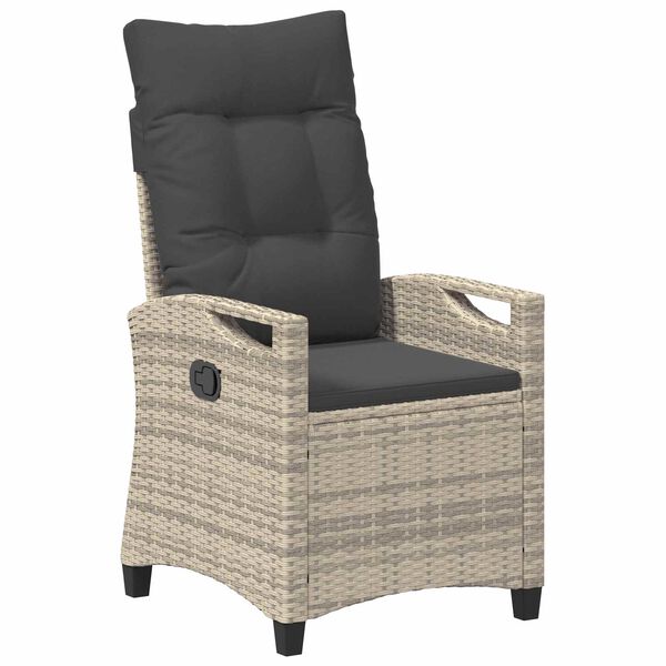 vidaXL Ležeči vrtni stol Svetlo siva in temno siva 56 x 60 x 112 cm