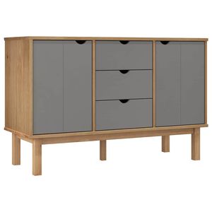vidaXL Komoda OTTA rjava in siva 113,5x43x73 cm trdna borovina