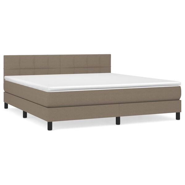 vidaXL Box spring postelja z vzmetnico taupe 160x200 cm blago